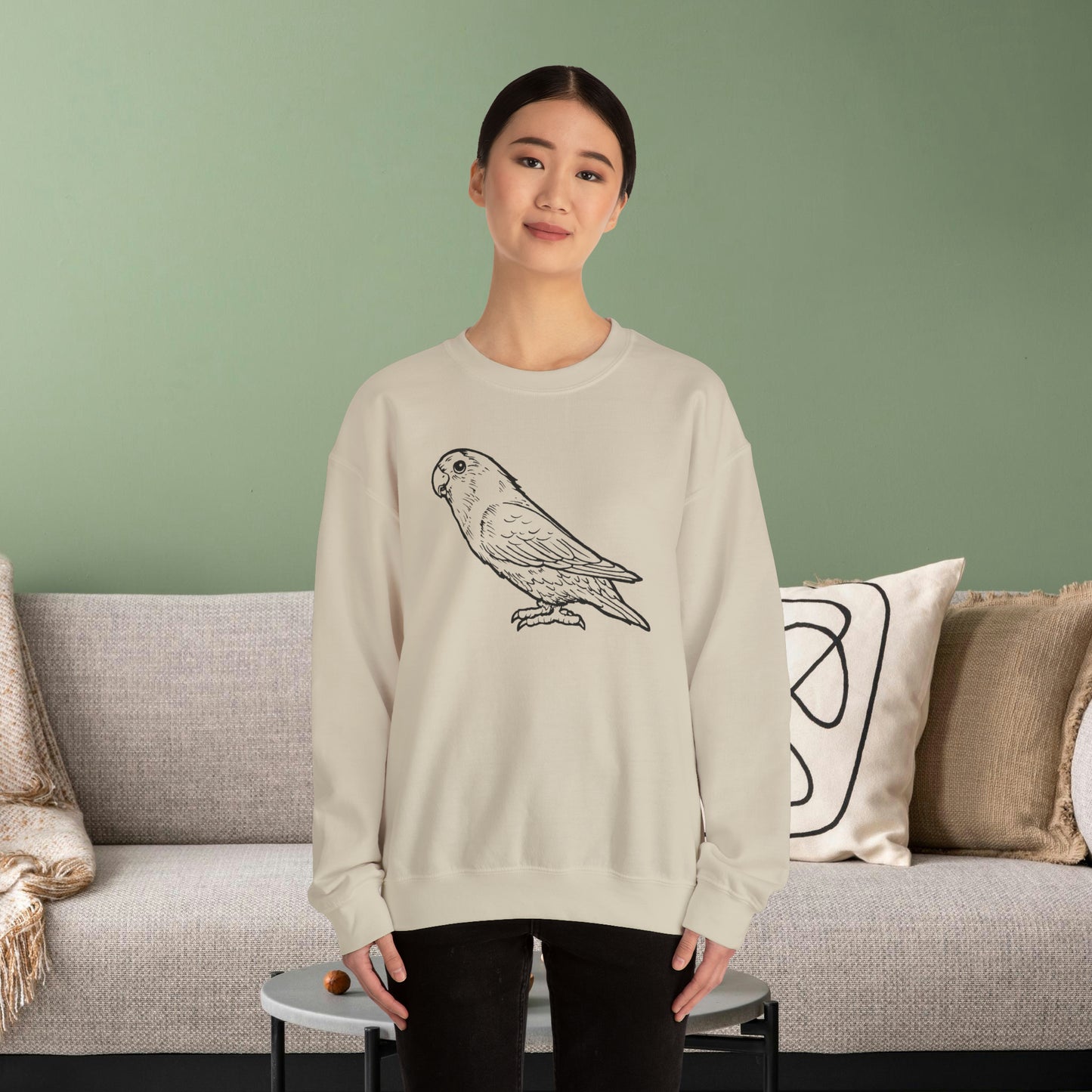 Holly Girl, Lovebird Line Art Crew Neck Sweatshirt