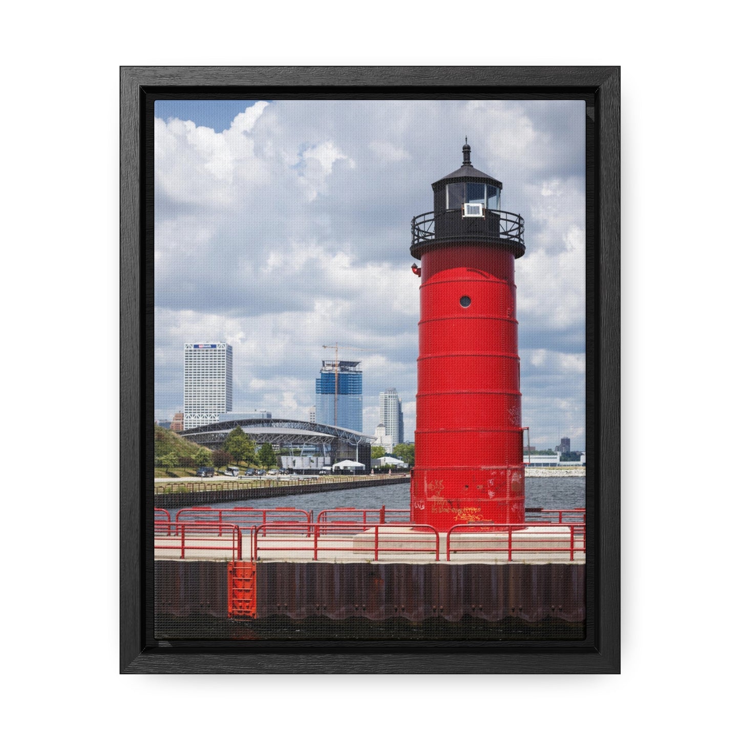 Phare et horizon de Milwaukee Wisconsin ; Milwaukee Pierhead Light, Photographie Encadrée Toile Wrap Wall Art