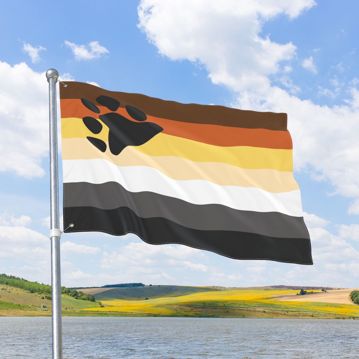 Bear with Paw Pride Double-Sided Flag with Grommets
