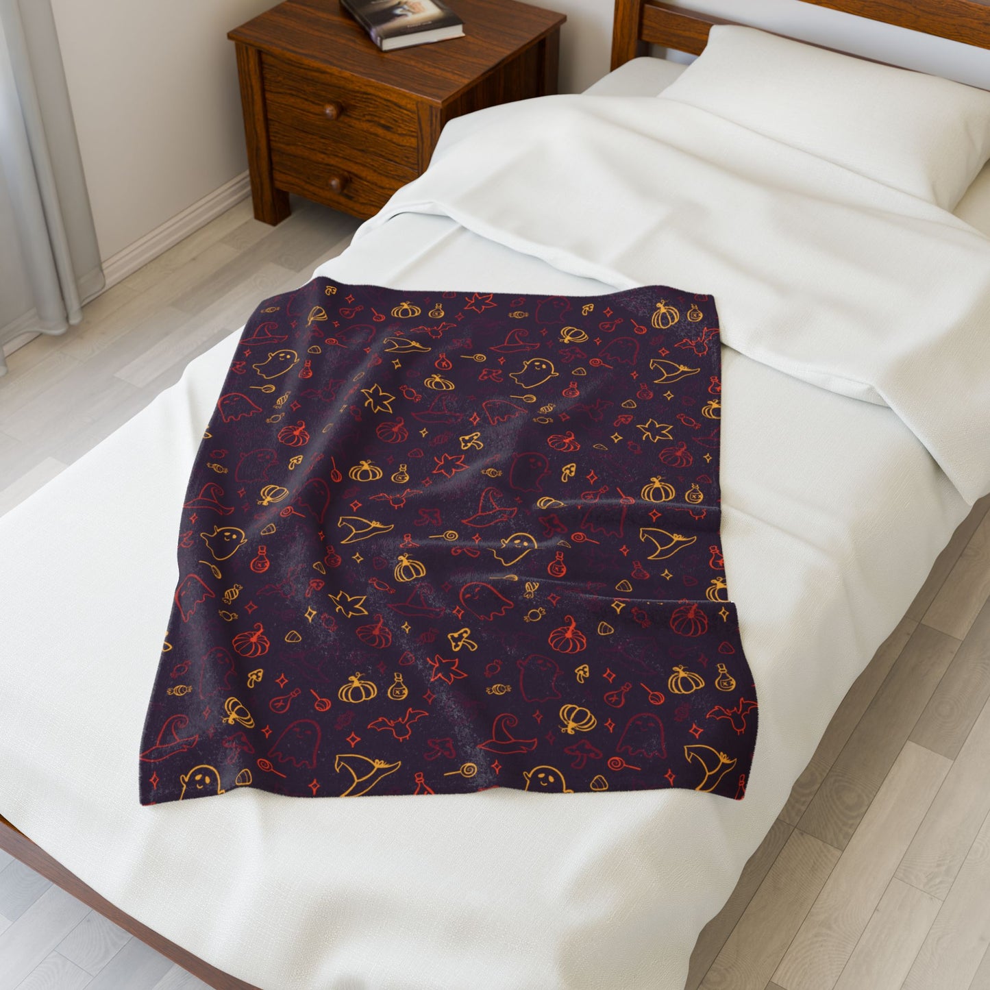 Halloween Maroon Multiolor Pattern Plaid Velveteen Plush Blanket