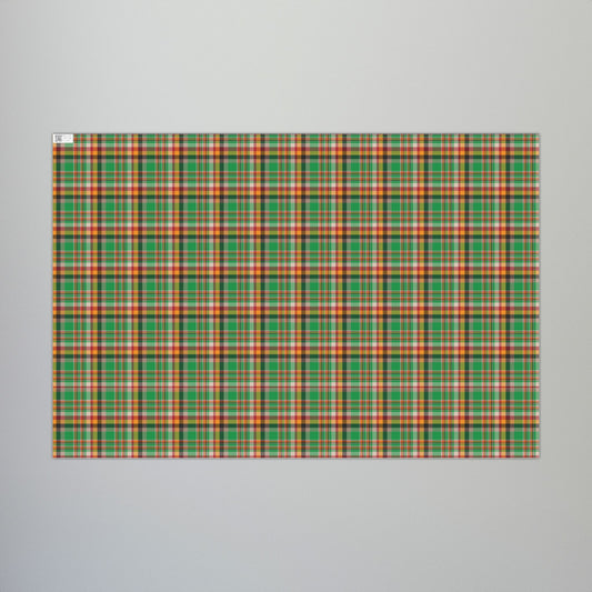 29'' x 20" Matte Kwanzaa Green, Black, Orange & Red Plaid Gift Wrapping Paper Roll
