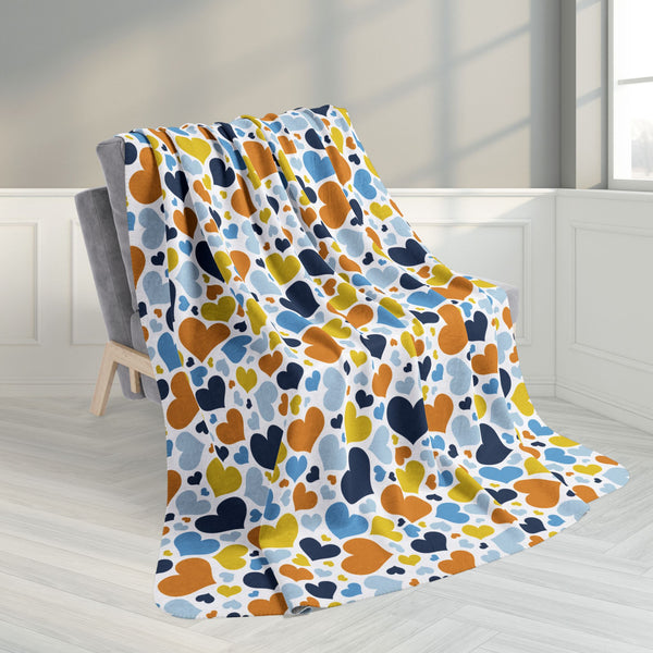 60" × 80" Aromantic Asexual Aroace Pride Hearts White Fleece Sherpa Blanket