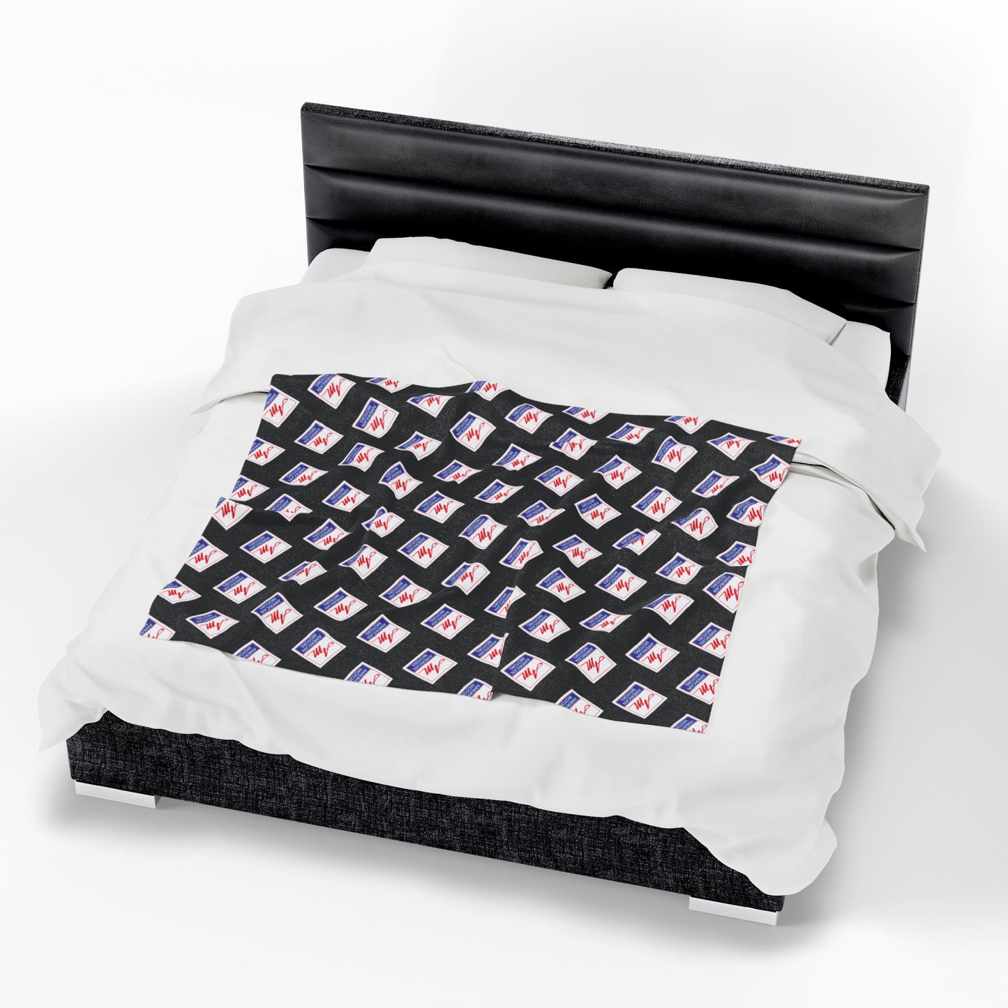 Velveteen Plush AMC American Motors Square Logo Black Blanket
