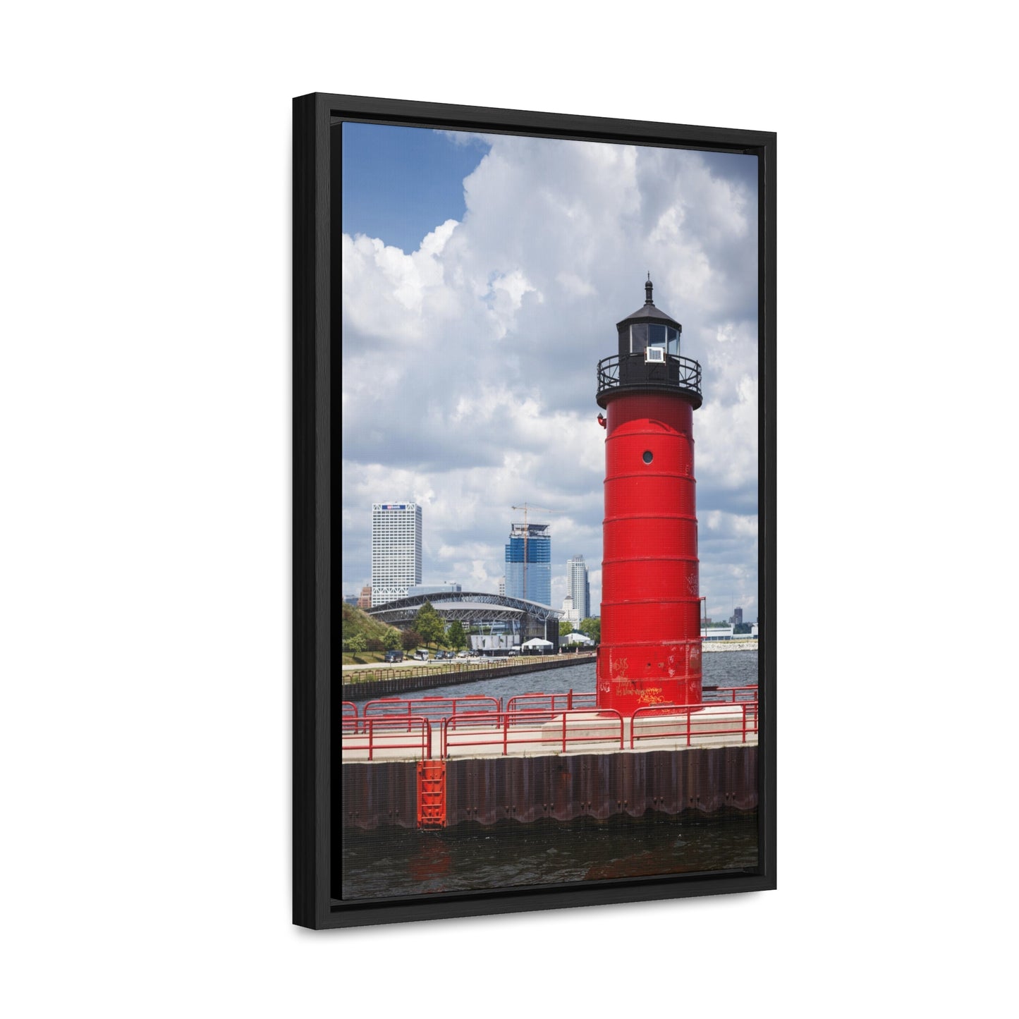 Phare et horizon de Milwaukee Wisconsin ; Milwaukee Pierhead Light, Photographie Encadrée Toile Wrap Wall Art
