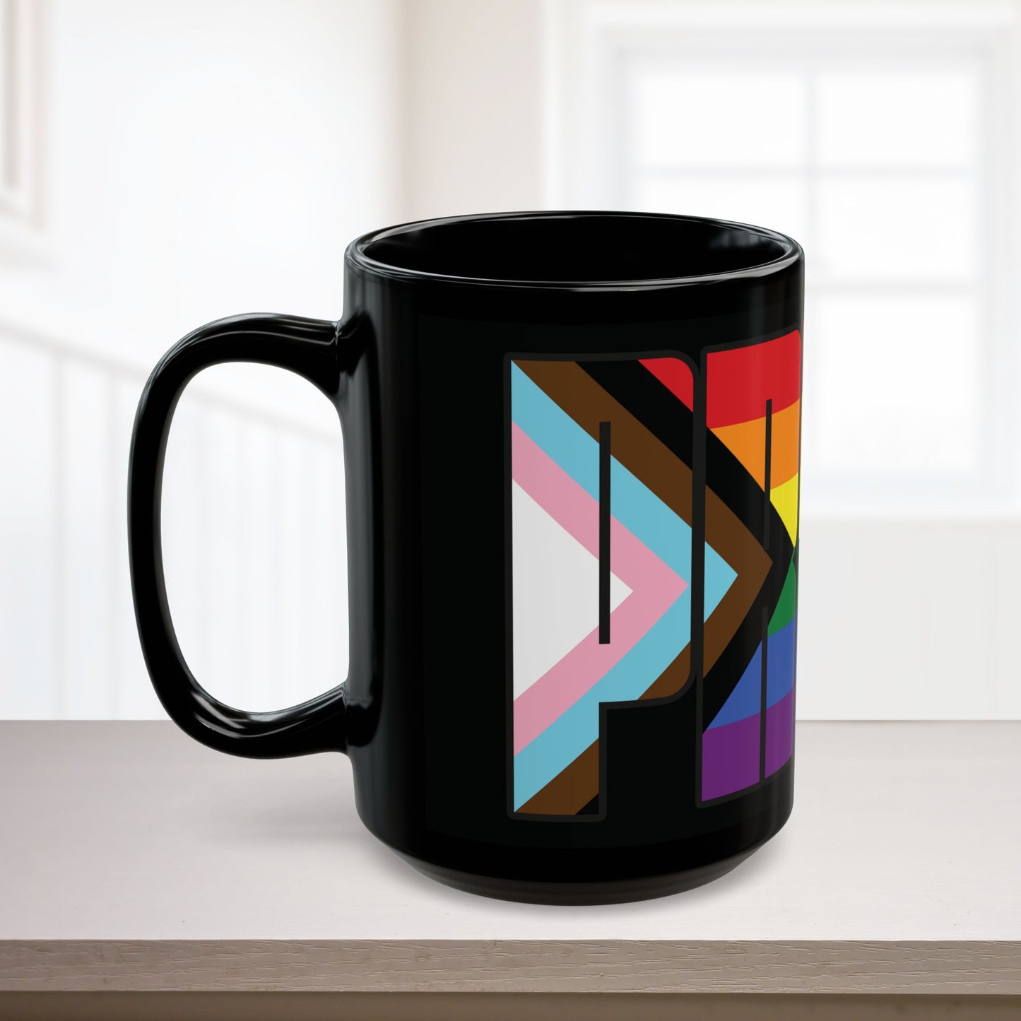 Rainbow Progress Pride 11oz or 15oz Black or White Ceramic Mug