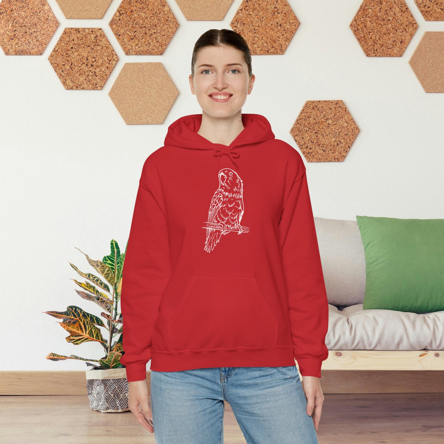 Lovebird Cutie Pie, Line Art Hoodie