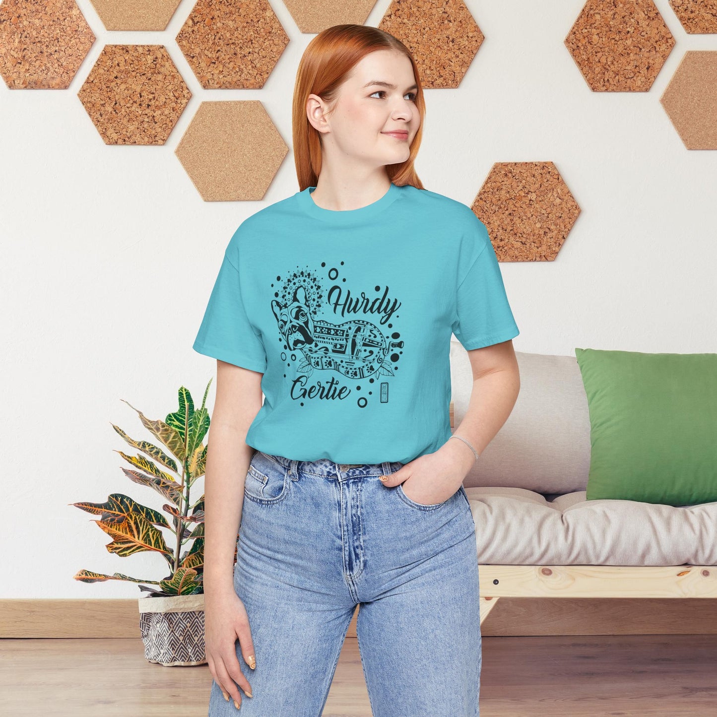 Hurdy Gertie Tee, Frenchton Dog Line Art Shirt