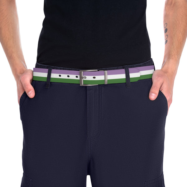 Gun Metal 50'' Genderqueer Pride Flag Belt