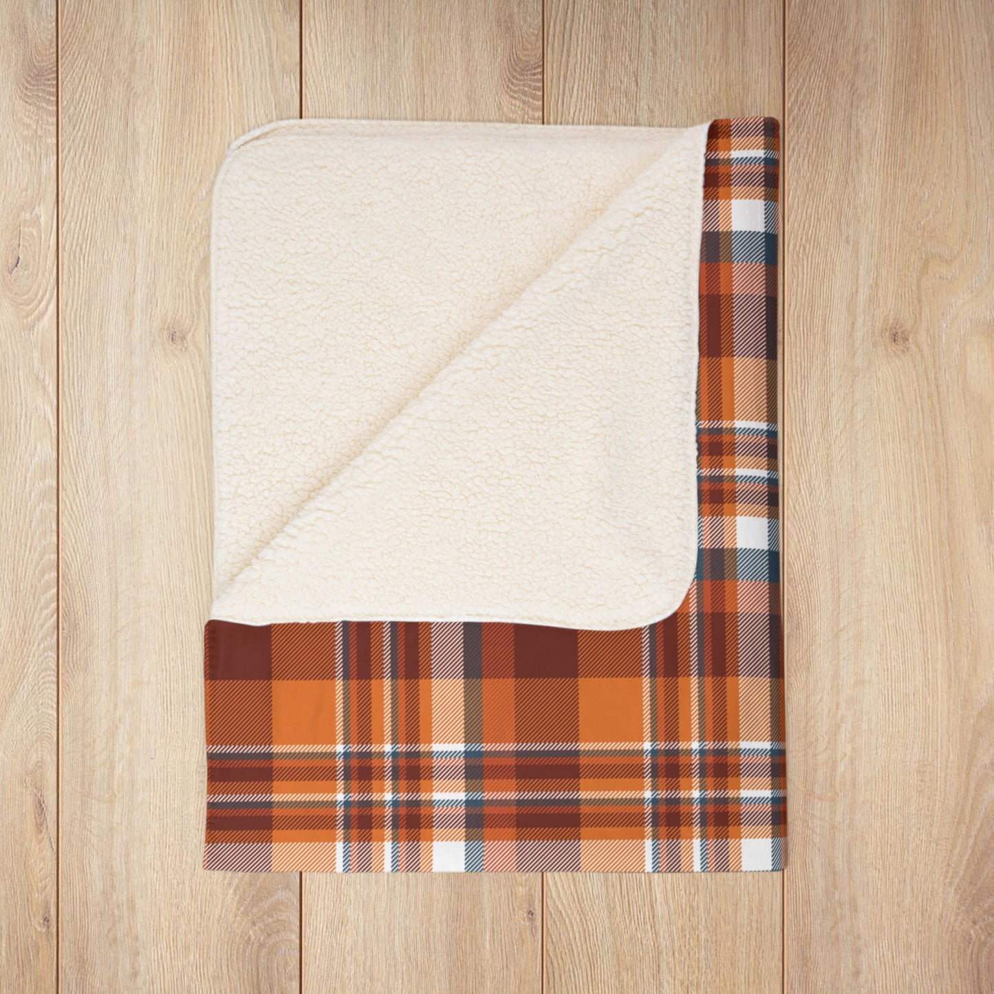 Autumn Blue Plaid Fleece Sherpa Blanket