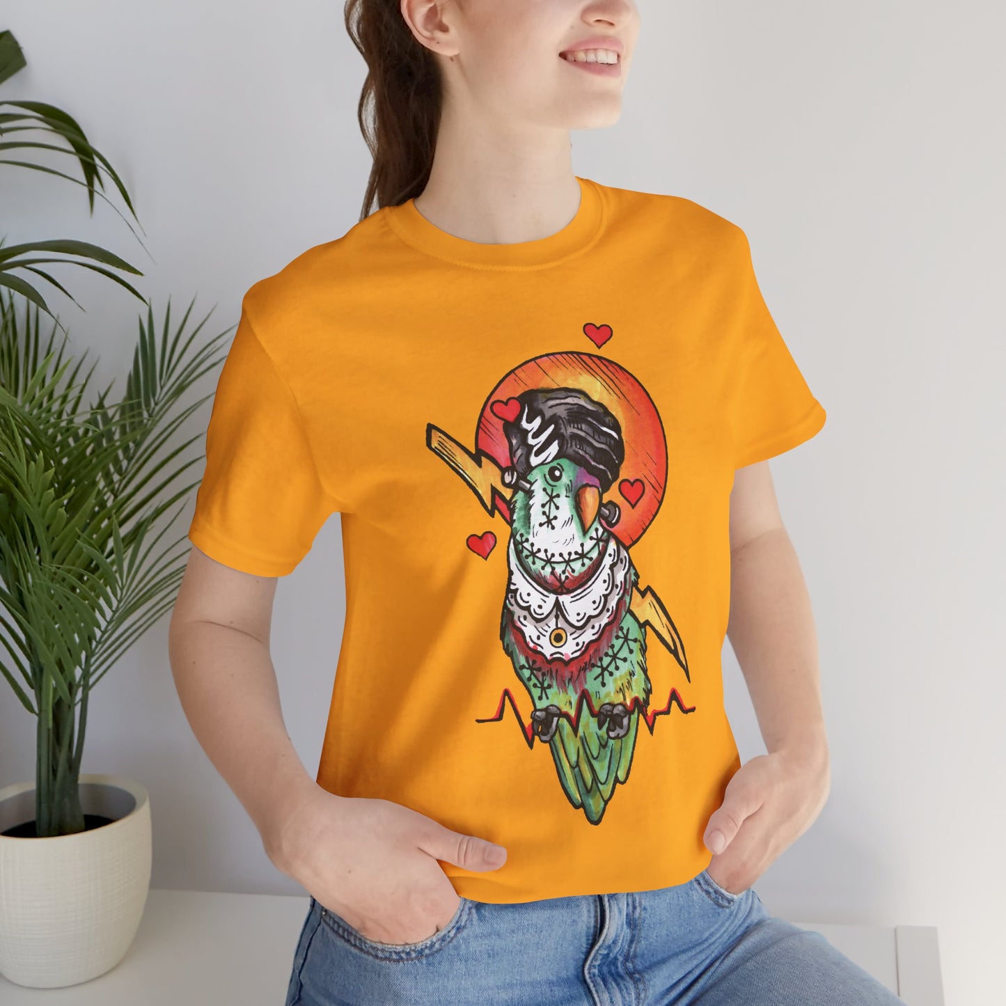 Bride of Frankenstein Lovebird, Hand-Drawn & Hand-Colored Tee