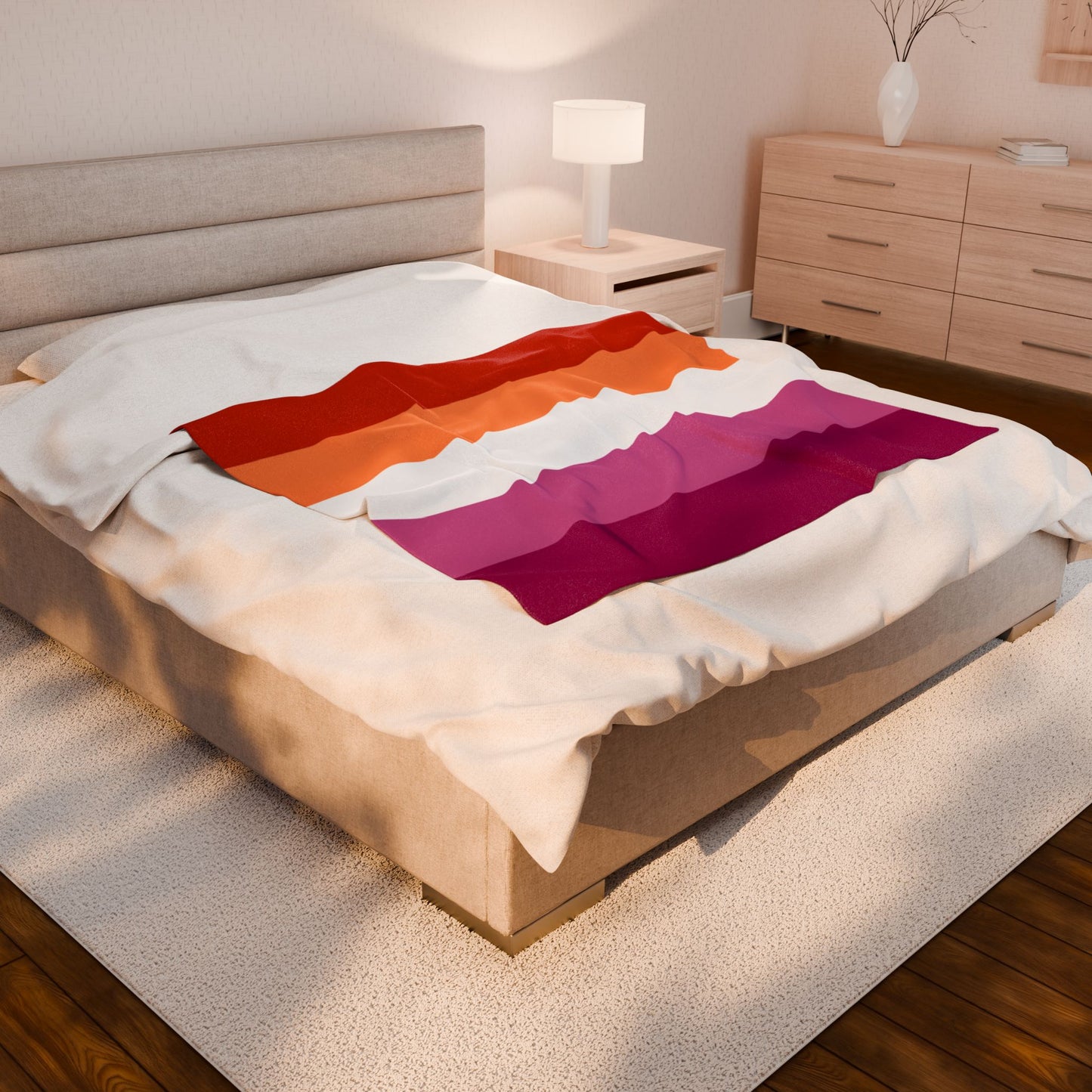 Velveteen Plush Lesbian Sunset Pride Flag Blanket