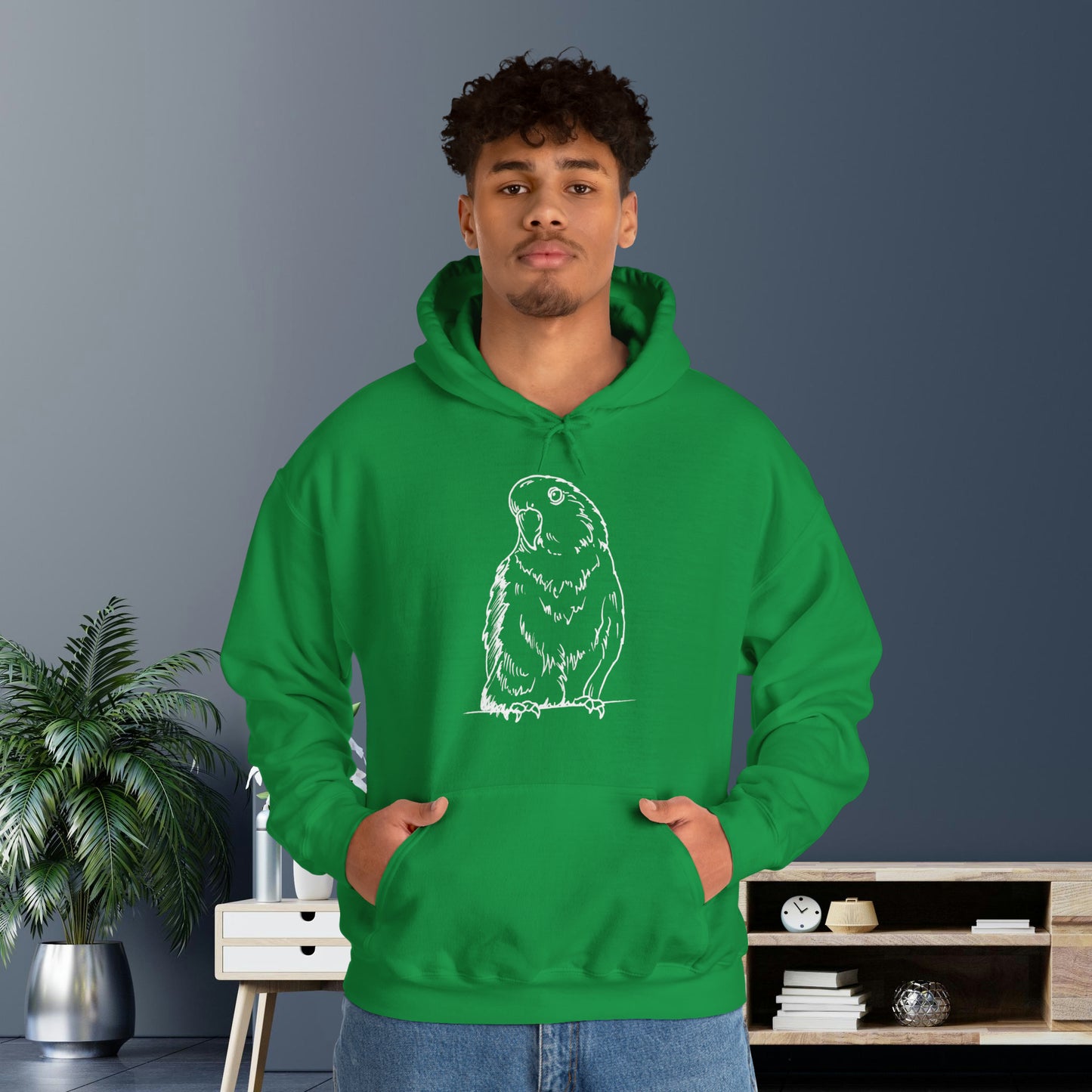 Floofball Lovebird, Line Art Hoodie