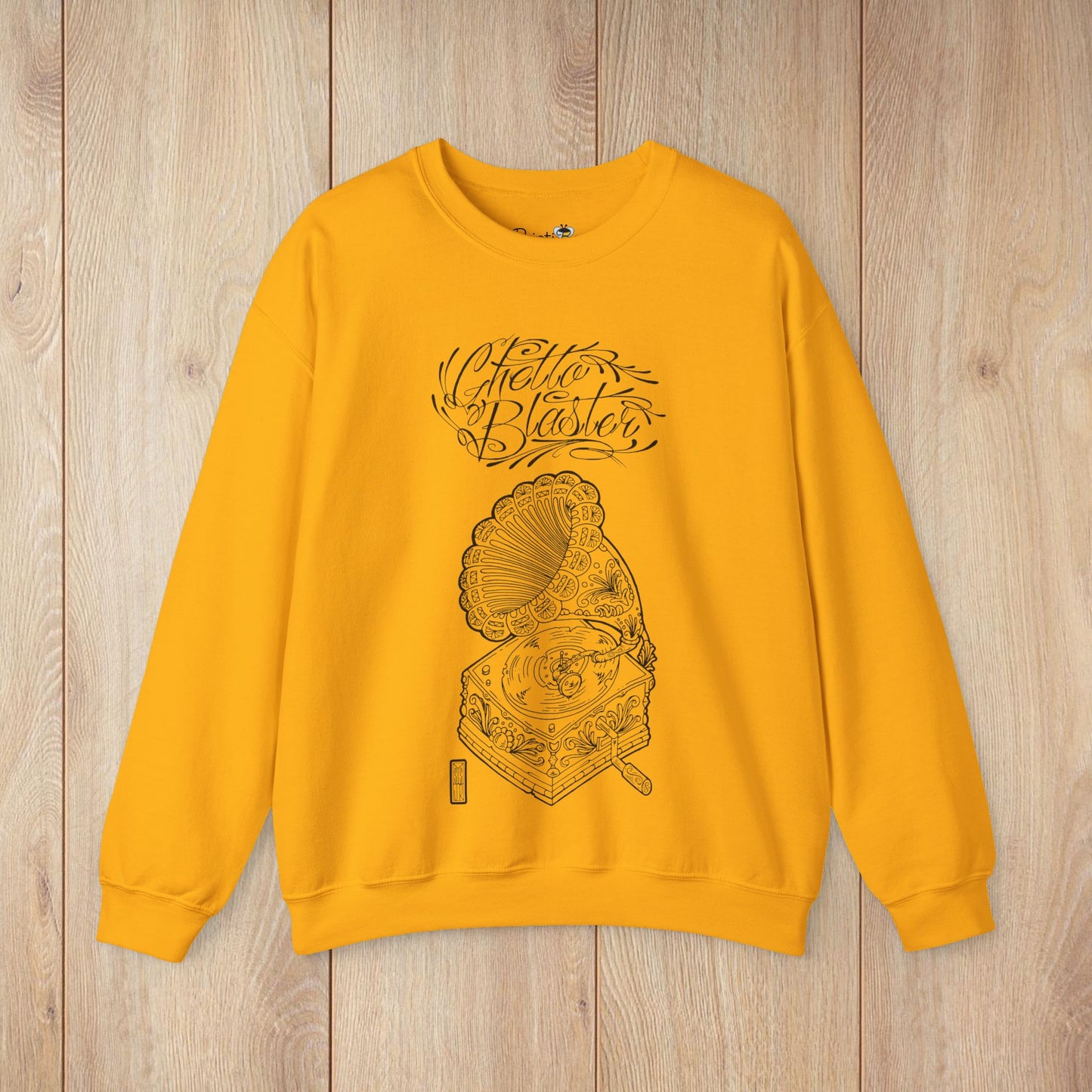 Ghetto Blaster, sudadera con cuello redondo y arte lineal