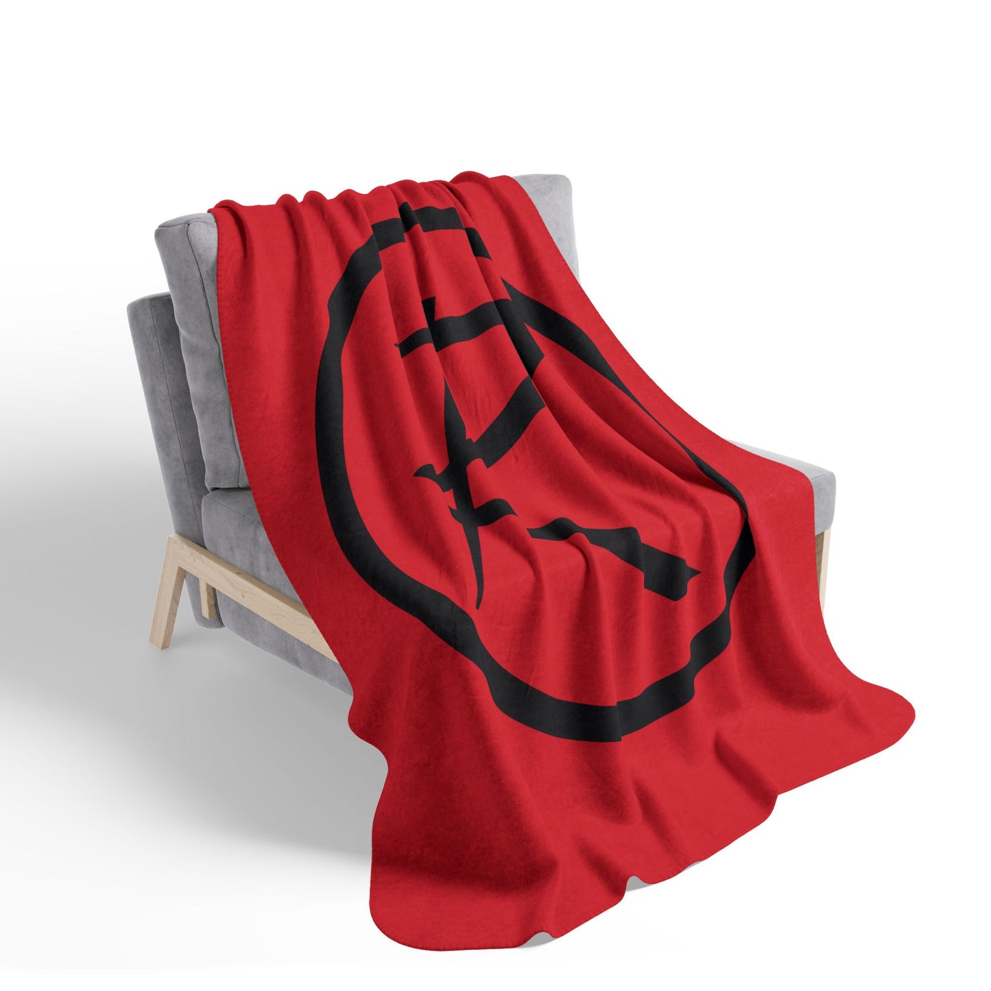 Rambler Black Logo Red Fleece Sherpa Blanket