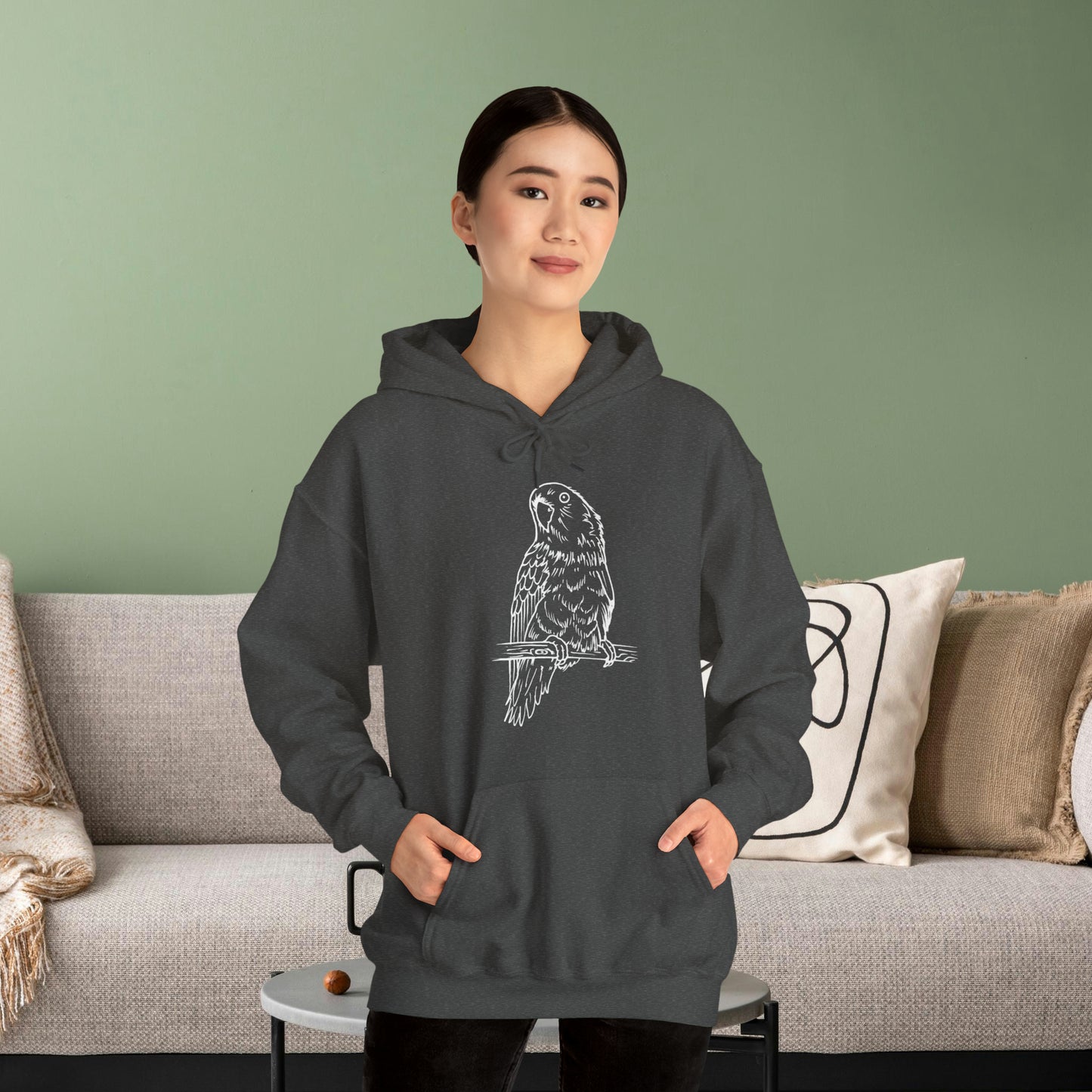Lovebird Cutie Pie, Line Art Hoodie
