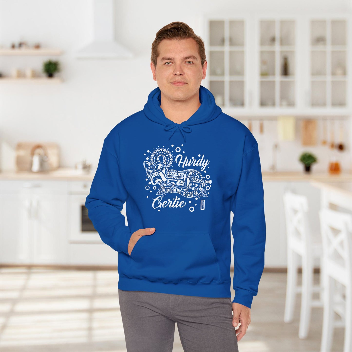 Hurdy Gertie Hooded Sweatshirt, Frenchton Dog Line Art Hoodie
