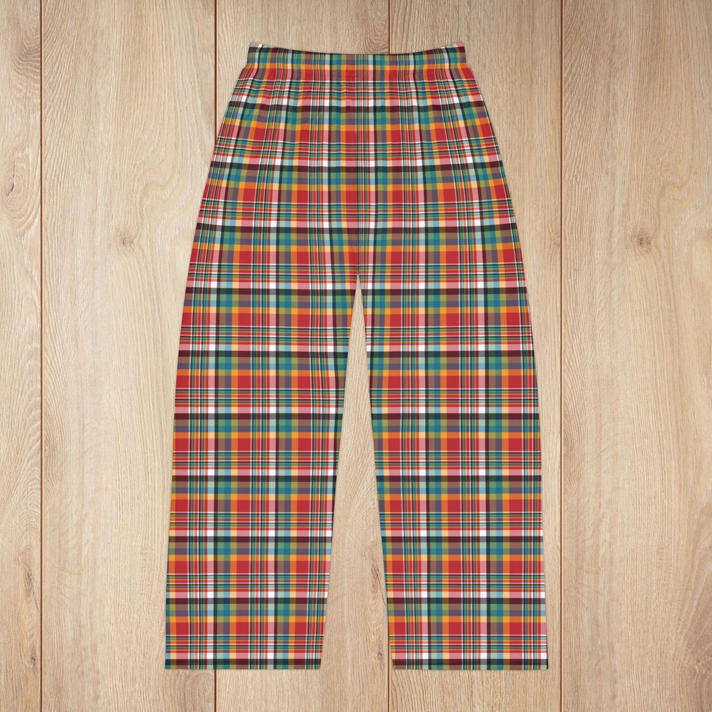 Men’s Orange, Blue & Green Ohio Plaid Red Pajama Pants