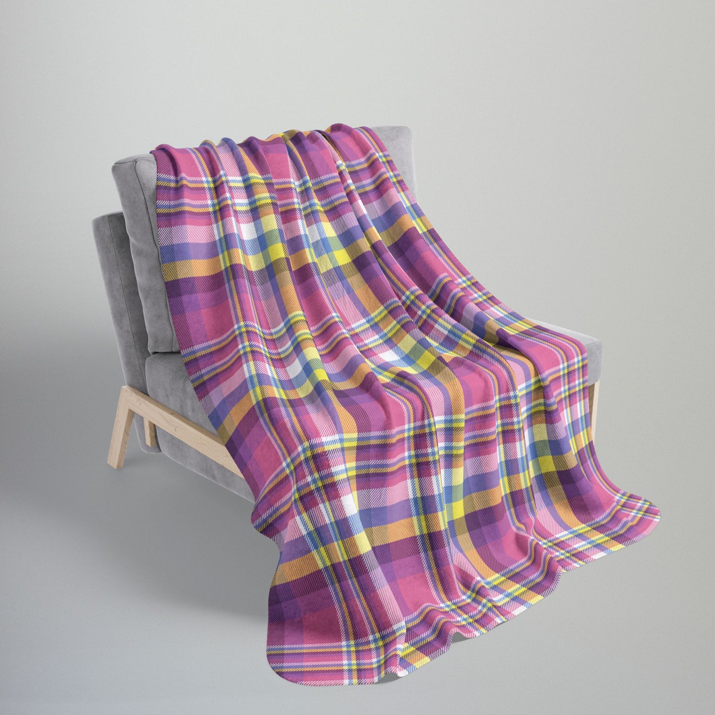 Bigender Yellow Pride Plaid Fleece Sherpa Blanket