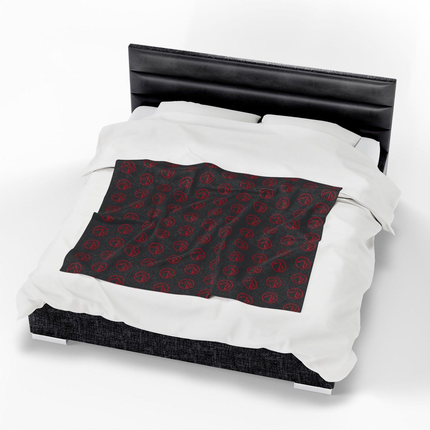 Velveteen Plush Rambler Red Logo Black Blanket