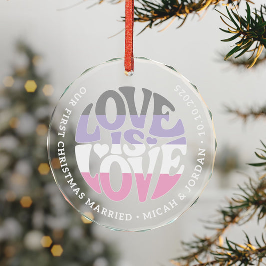 Custom Crystal Love is Love Cupiosexual Pride 3" Circle Ornament