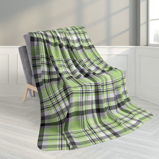 60" × 80" Grey Agender Pride Plaid Fleece Sherpa Blanket