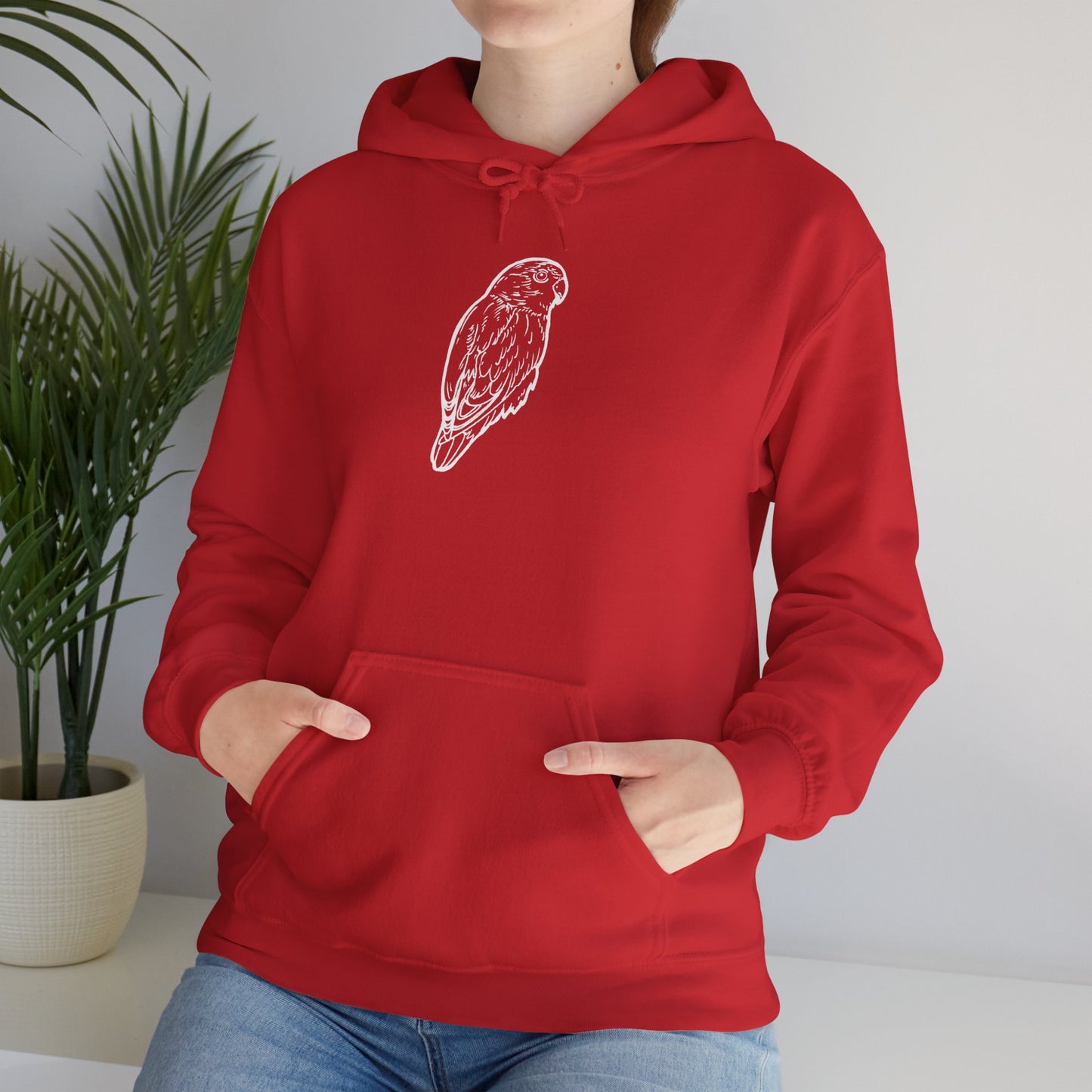 Cuddly Lovebird, Line Art Hoodie