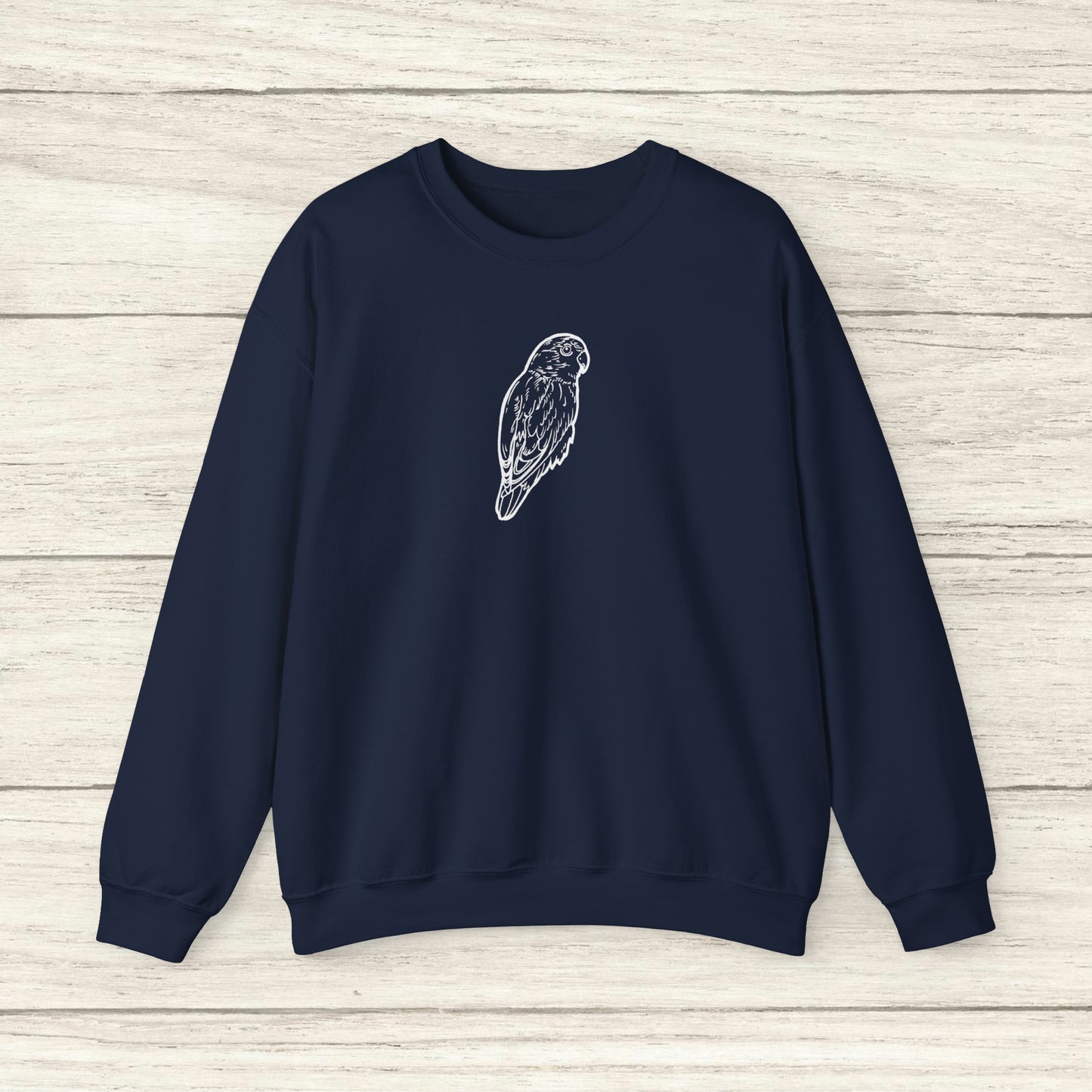 Cuddly Lovebird, sudadera con cuello redondo y arte lineal