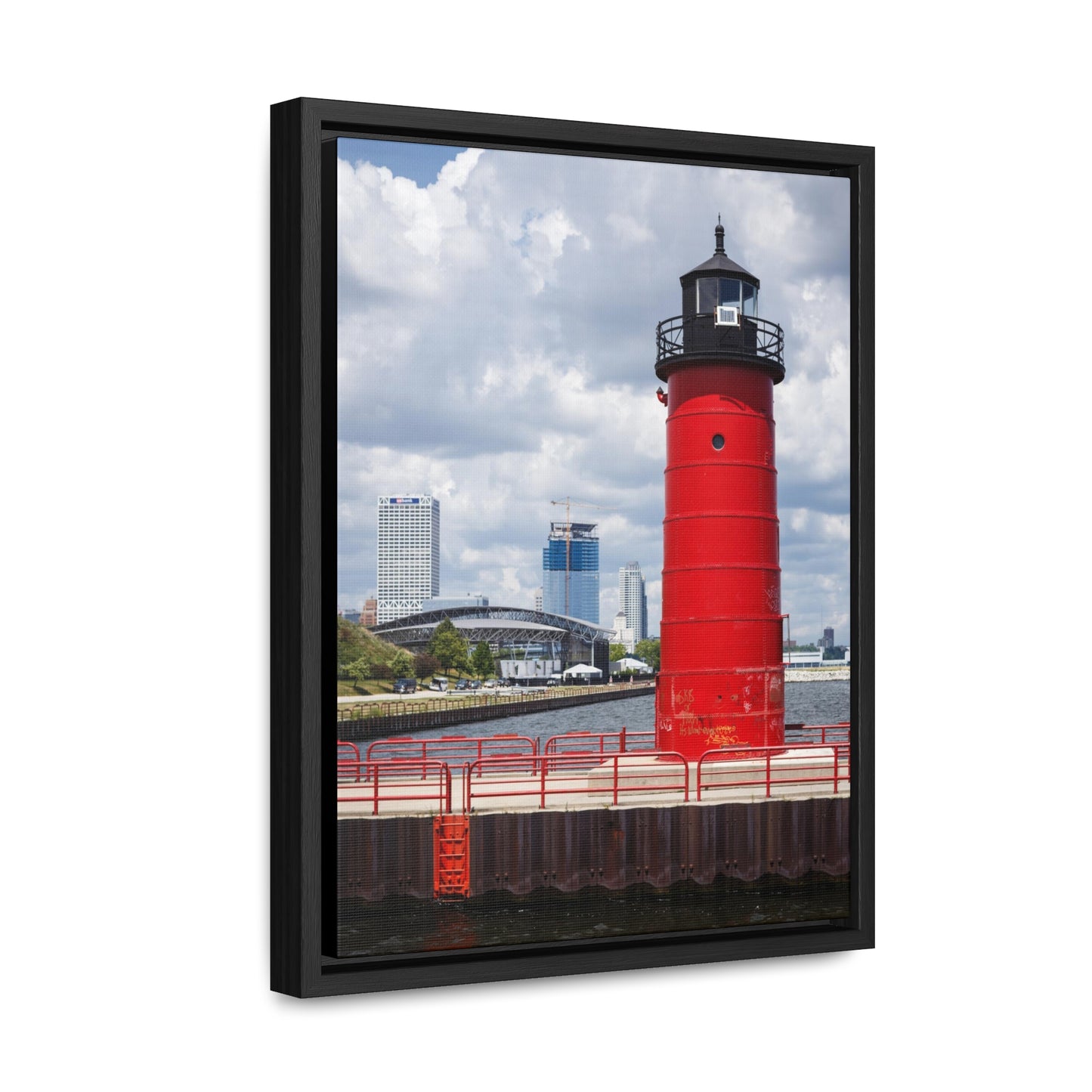 Phare et horizon de Milwaukee Wisconsin ; Milwaukee Pierhead Light, Photographie Encadrée Toile Wrap Wall Art
