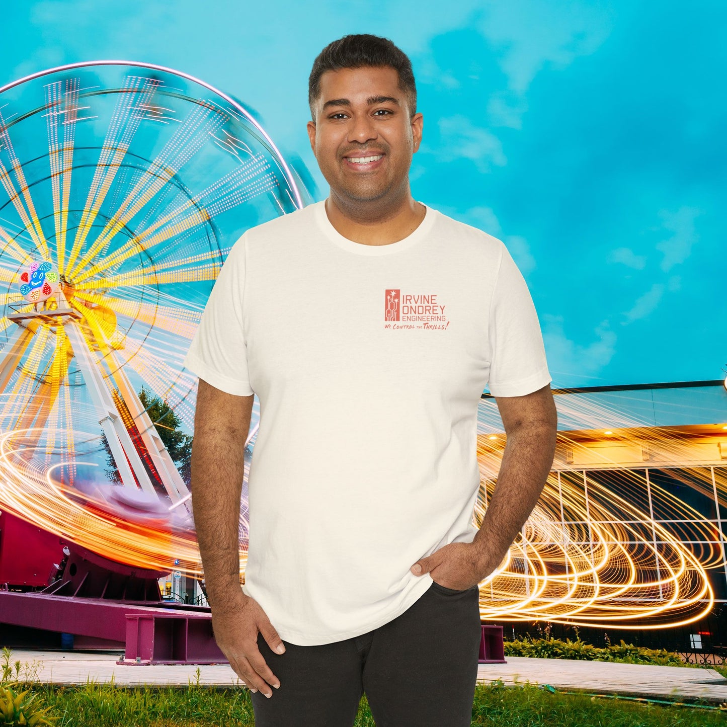 I Just Wanna Play Fascination & Ride Roller Coasters Tee (BACK graphic) • Irvine Ondrey Engineering