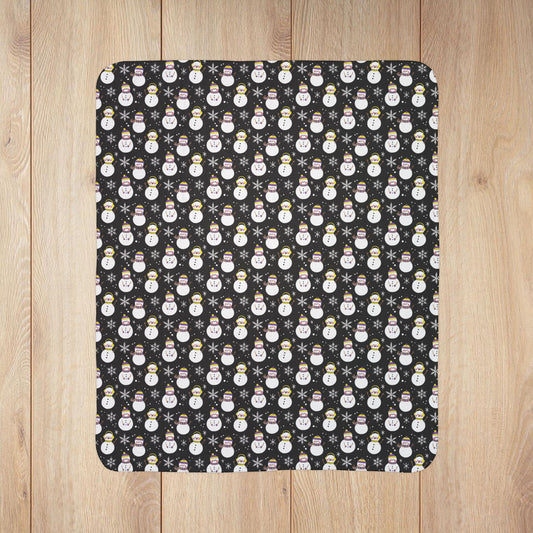 Non-Binary Pride Snowmen Velveteen Plush Blanket