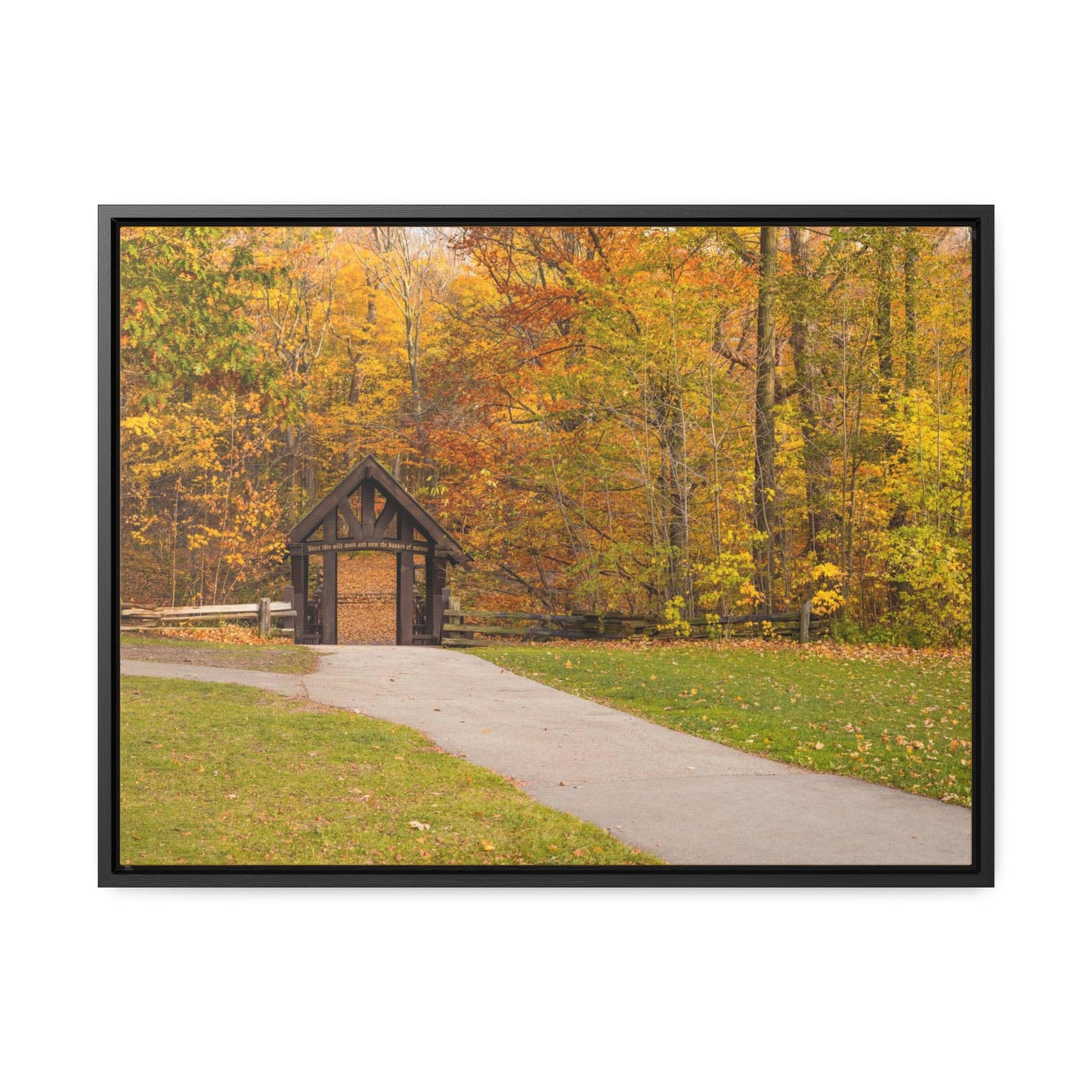 Pont couvert de Seven Bridges Trail à Grant Park dans le sud de Milwaukee Wisconsin, photographie horizontale encadrée toile Wrap Wall Art