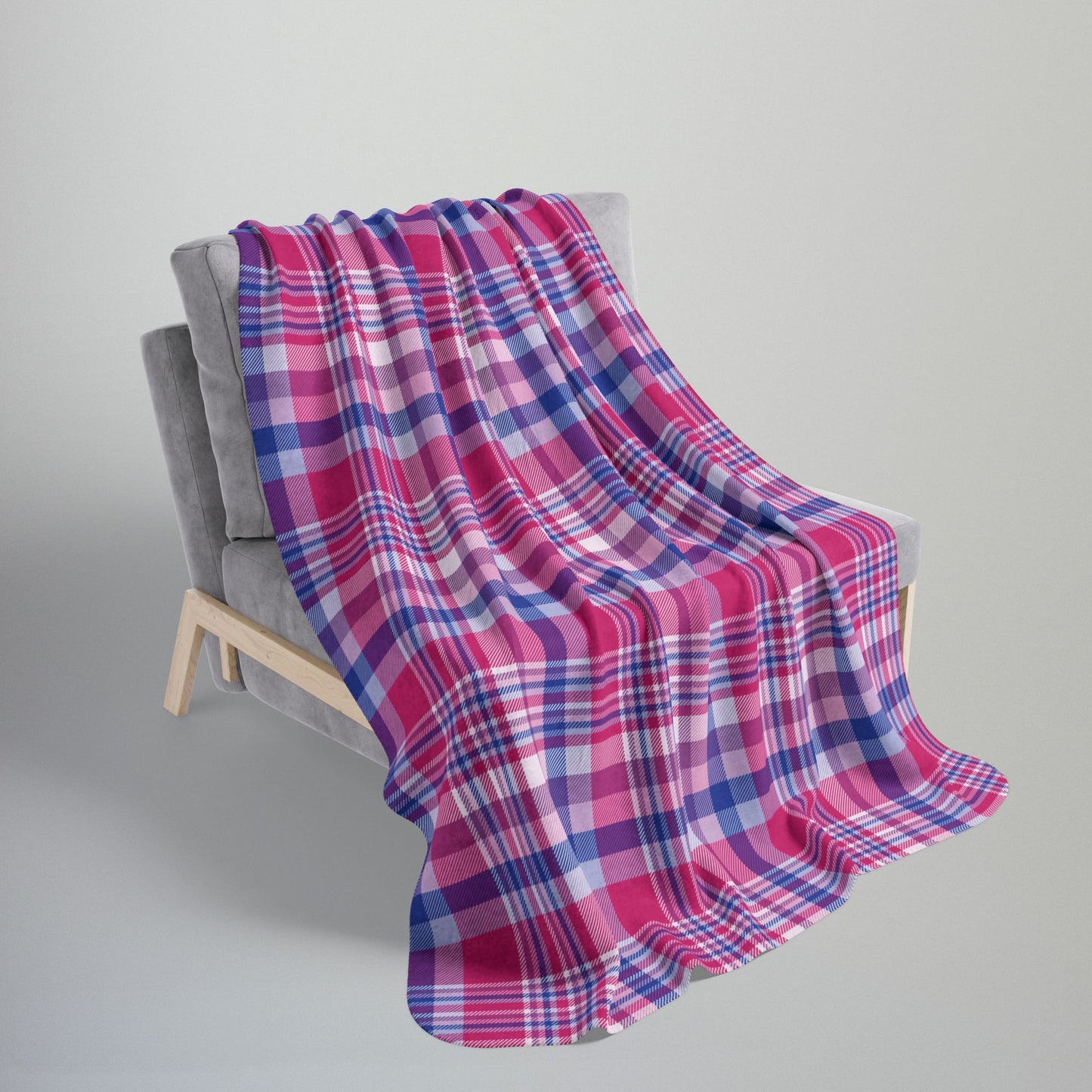 Bisexual Pride Plaid Fleece Sherpa Blanket
