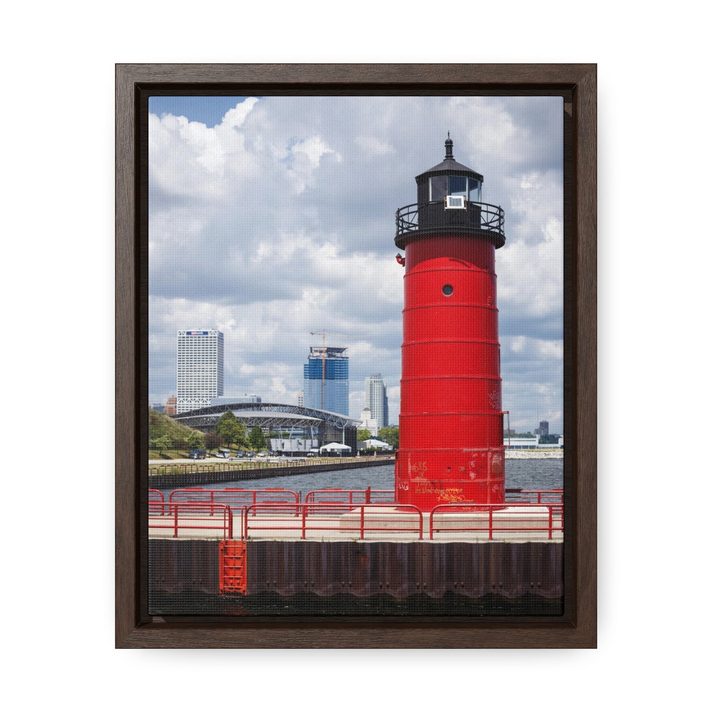 Phare et horizon de Milwaukee Wisconsin ; Milwaukee Pierhead Light, Photographie Encadrée Toile Wrap Wall Art