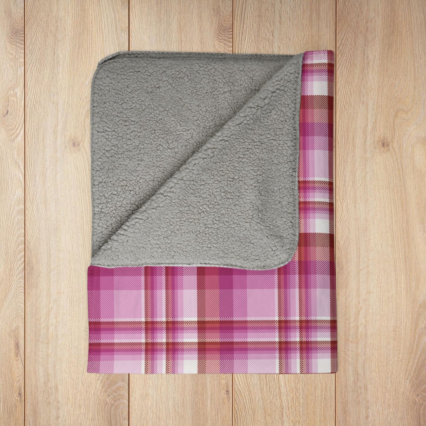 Lesbian Pink Pride Plaid Fleece Sherpa Blanket