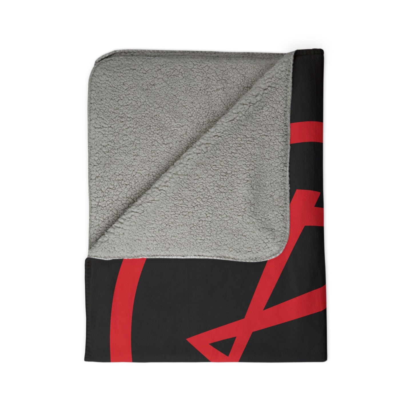 Rambler Red Logo Black Fleece Sherpa Blanket