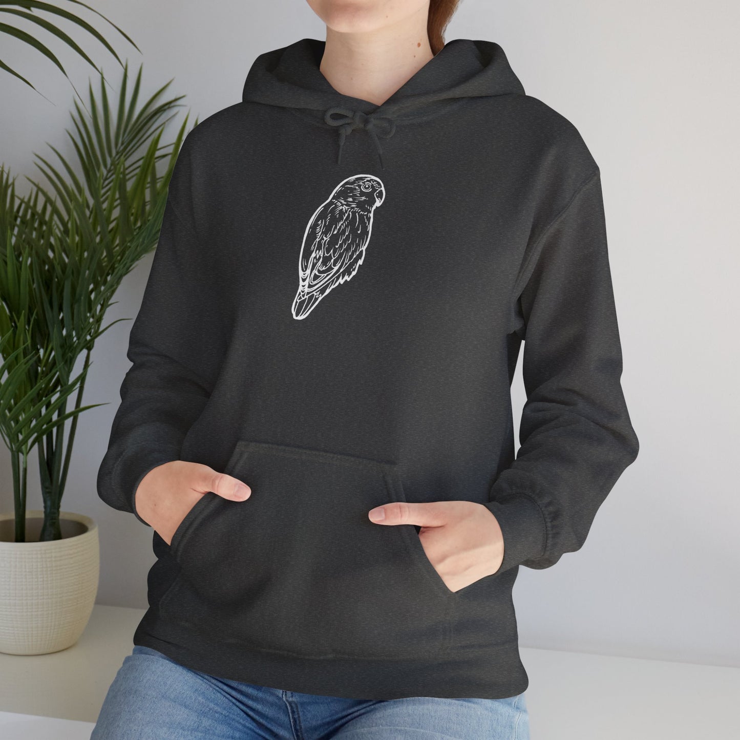 Cuddly Lovebird, Line Art Hoodie