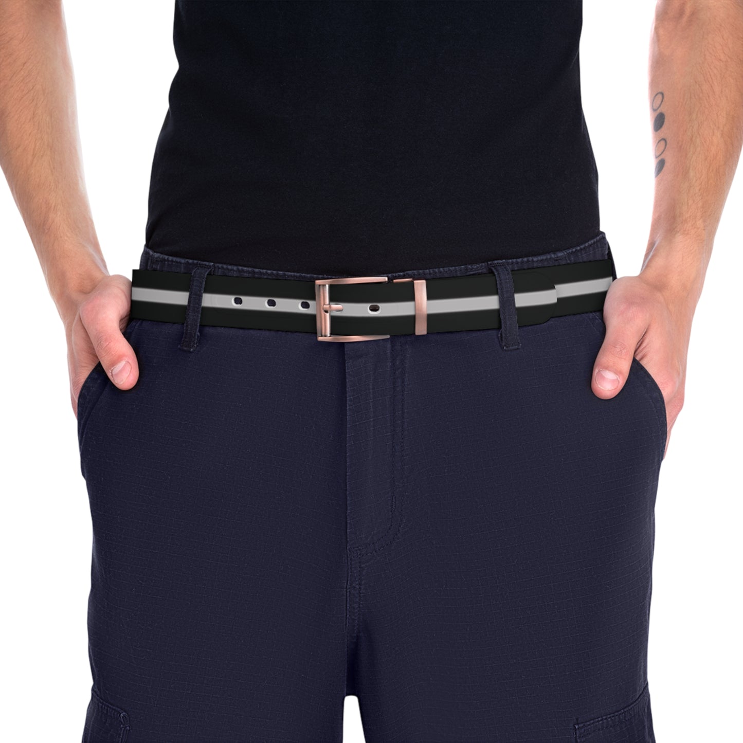 Thin Silver Line Flag Belt