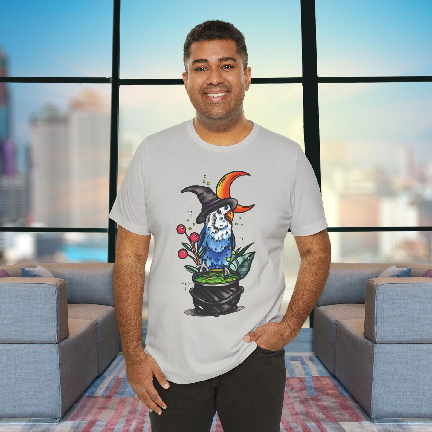 Lovebird Witch, Hand-Drawn & Hand-Colored Tee
