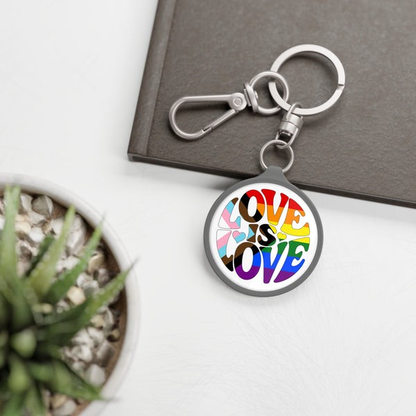 One size Grey Rainbow Progress Pride Love is Love Keychain
