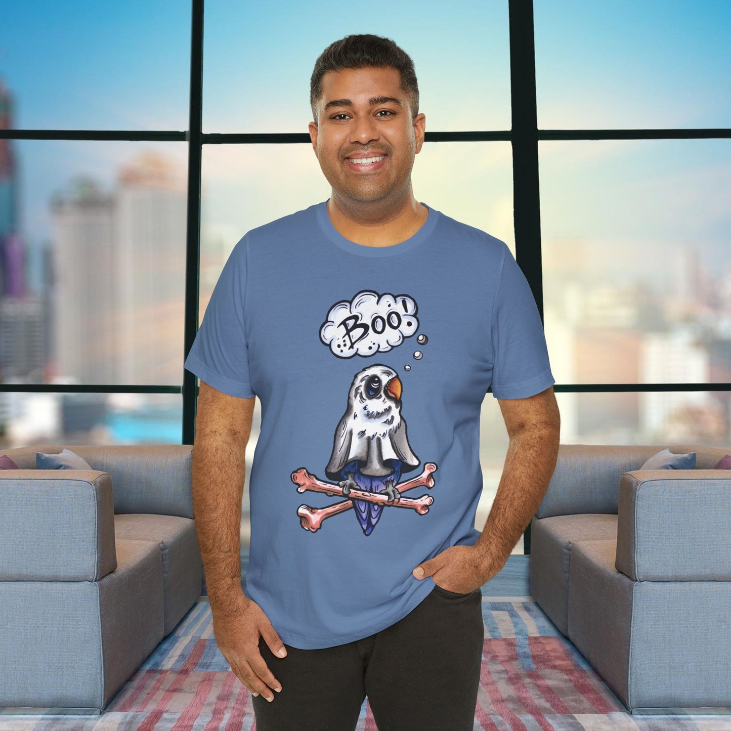 Ghost Lovebird Boo! Hand-Drawn & Hand-Colored Tee