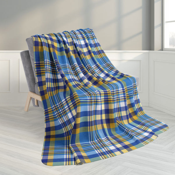 60" × 80" Hanukkah Blue Plaid Fleece Sherpa Blanket