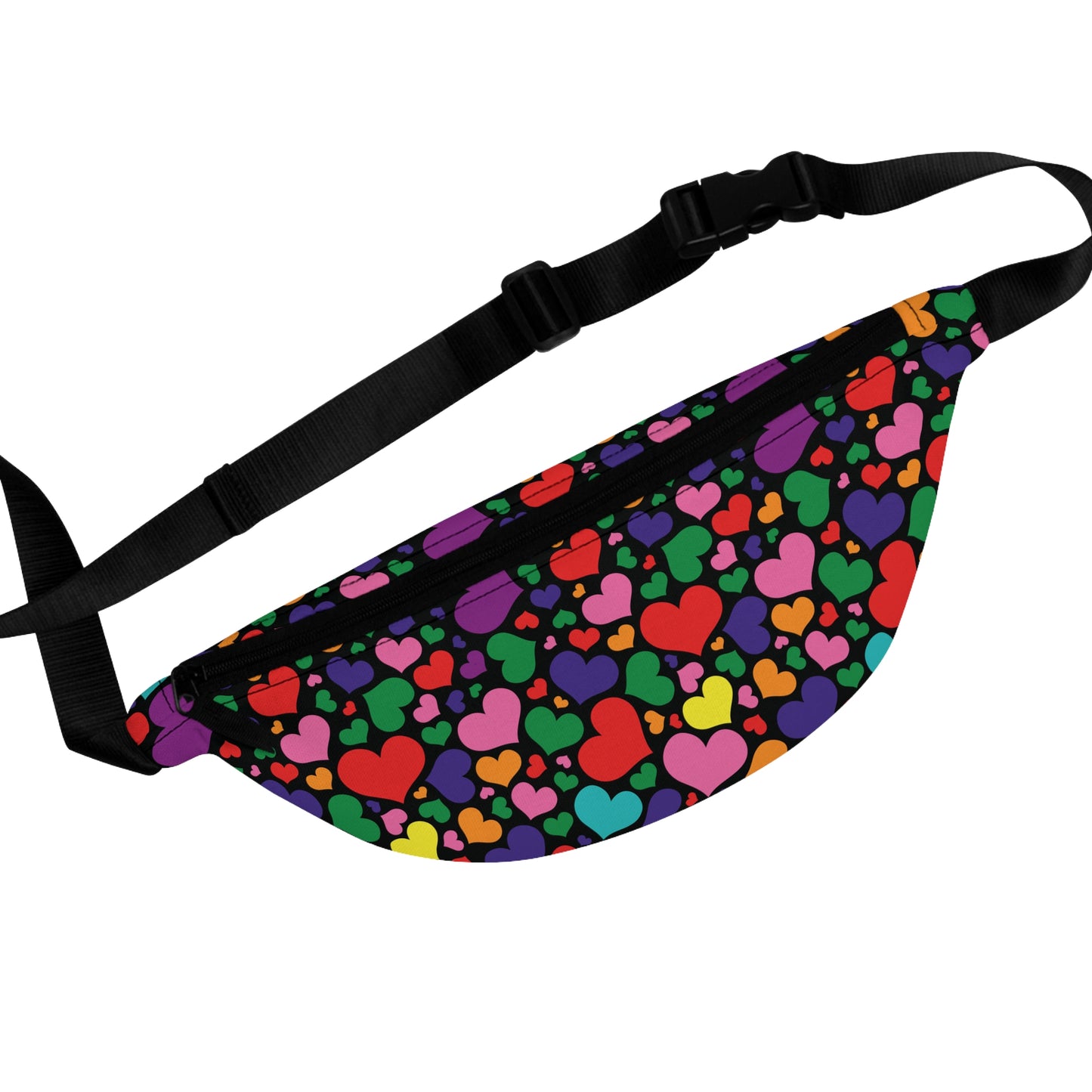 Gilbert Baker Rainbow Pride Hearts Black Fanny Pack