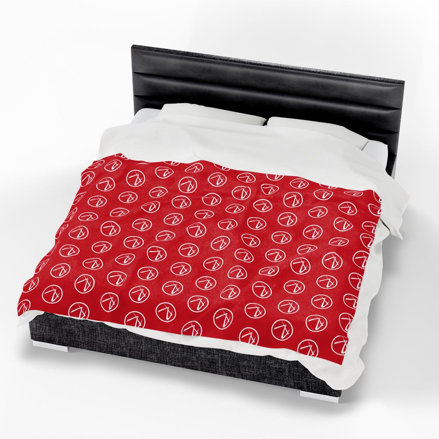 Velveteen Plush White Rambler Logo Red Blanket