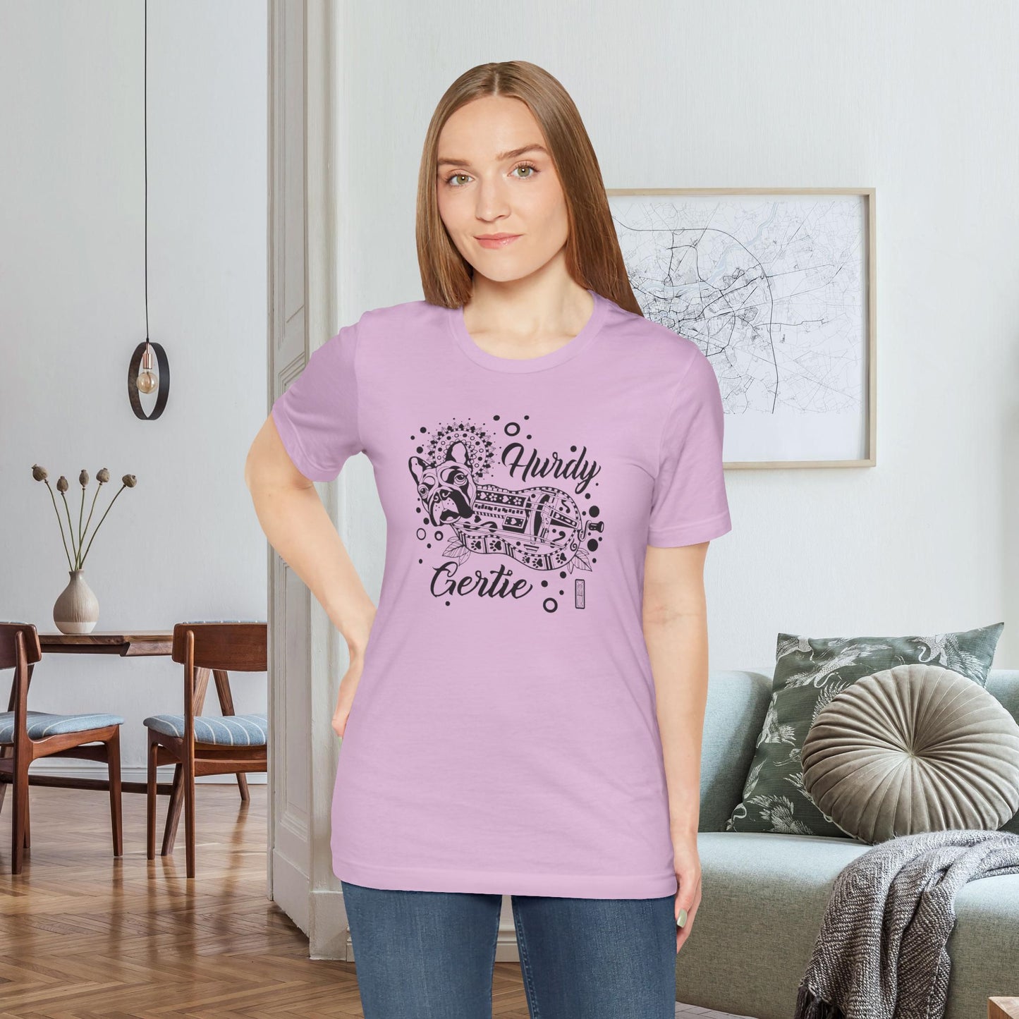 Hurdy Gertie Tee, Frenchton Dog Line Art Shirt