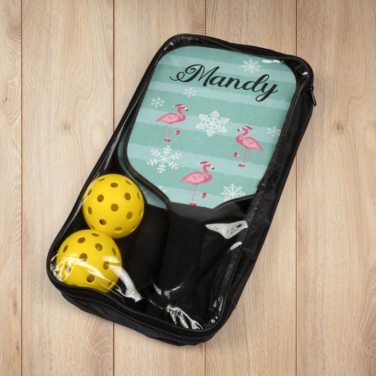 Christmas Flamingo Pickleball Paddles