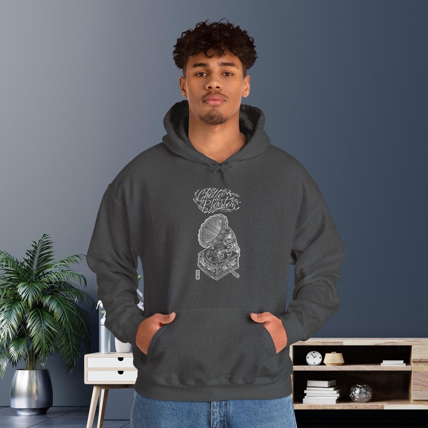 Ghetto Blaster, sudadera con capucha de arte lineal