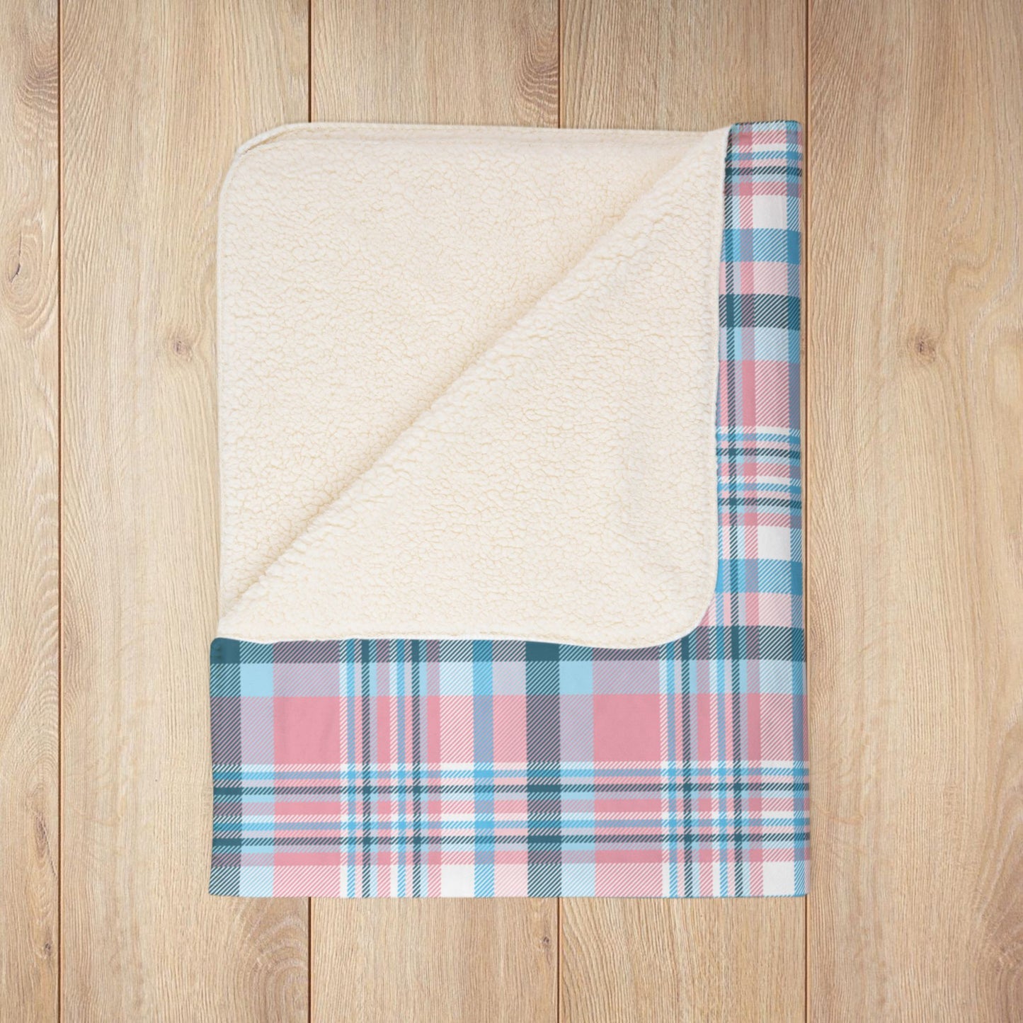 Transgender Pride Plaid Fleece Sherpa Blanket