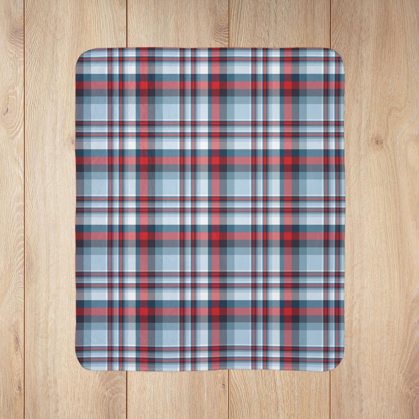 Nautical Teal Plaid Fleece Sherpa Blanket