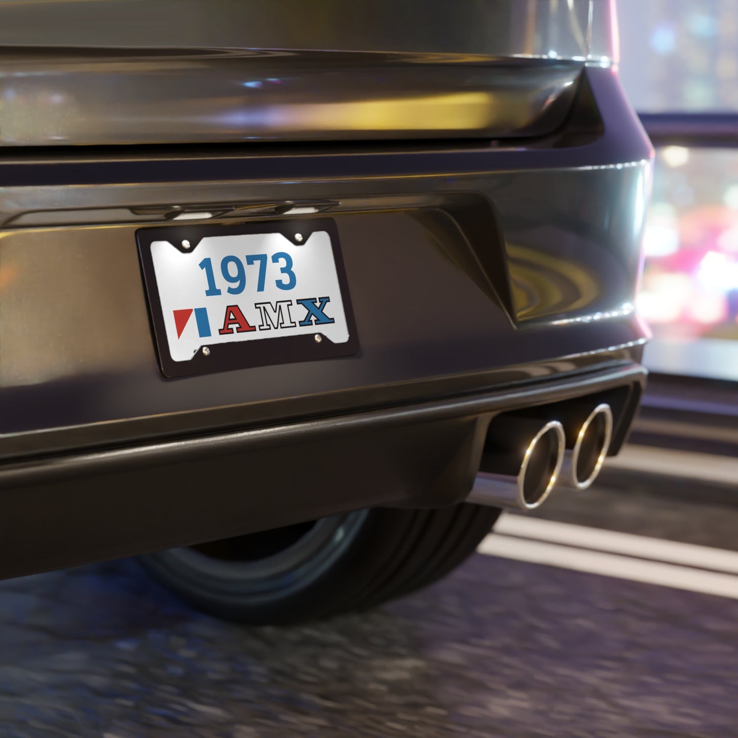 AMC Red, White & Blue AMX Logo Blue Year White Custom Vanity Plates
