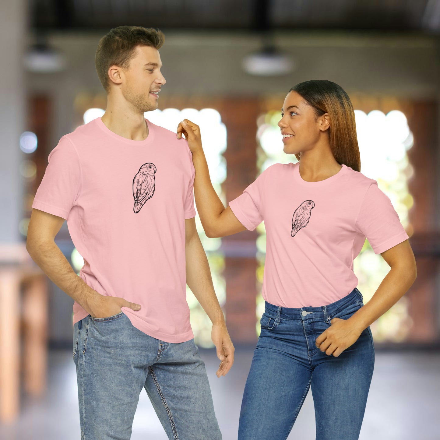 Cuddly Lovebird, Line Art Tee